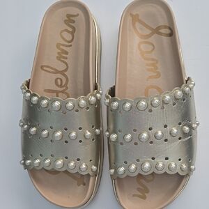 Sam Edelman Gold Pearl Slide Sandals